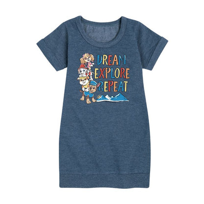 فستان صوف بأكمام قصيرة مطبوع عليه رسومات "دورية المخلب" للبنات