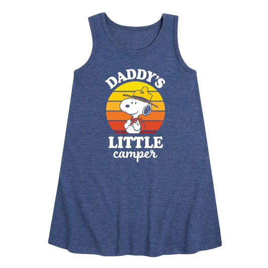 Girls' - Peanuts - Daddy's Little Camper Graphic Sleeveless Aline Dress