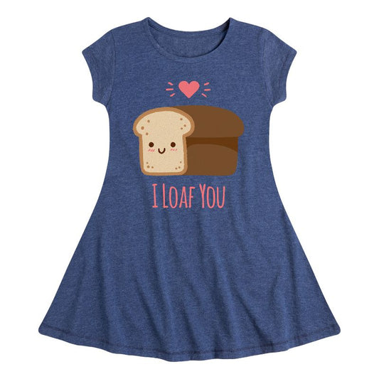 Girls' - Instant Message - Valentine's Day I Loaf You Bread Fit & Flair Cap Sleeve Dress