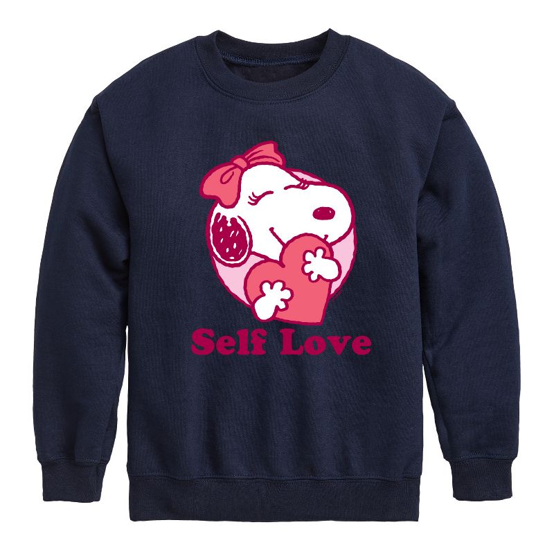 Boys' - Peanuts - Self Love Belle Graphic Long Sleeve Fleece Sweatshirt