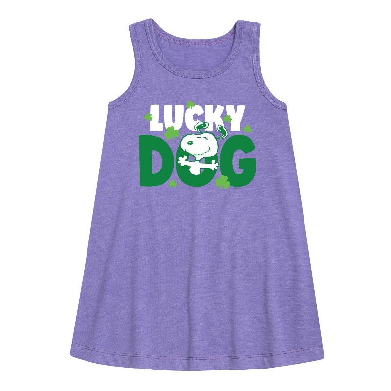 Girls' - Peanuts - Snoopy Lucky Dog Graphic Sleeveless Aline Dress
