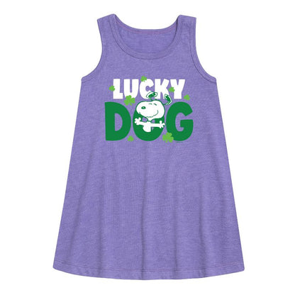 Girls' - Peanuts - Snoopy Lucky Dog Graphic Sleeveless Aline Dress