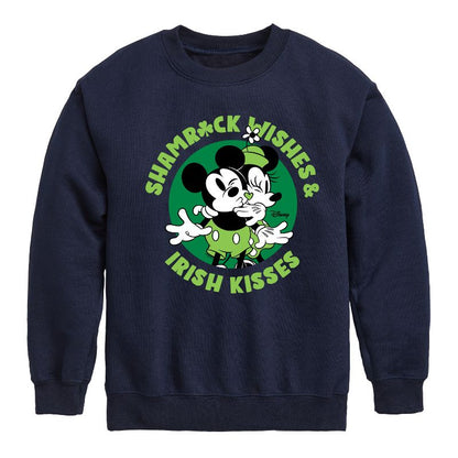 Boys' - Disney - Shamrock Wishes Irish Kisses Graphic Long Sleeve Fleece Sweatshirt