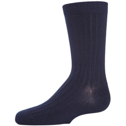 Memoi Boys' Essential Ribbed Mercerized Cotton Crew Socks