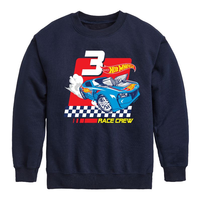 Boys' - Hot Wheels - Race Crew 3 Yrs Graphic Long Sleeve Fleece Sweatshirt