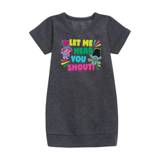 Girls' - Trolls - Let Me Hear You Shout Poppy and Branch Graphic Short Sleeve Fleece Dress