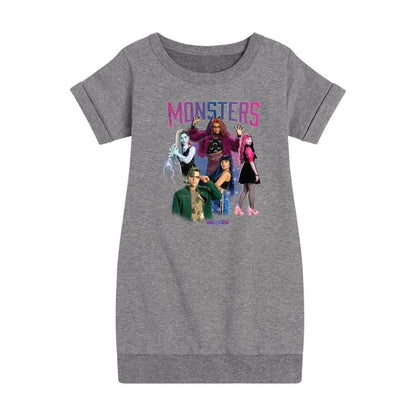 Girls' - Monster High - Monsters Group Graphic Short Sleeve Fleece Dress