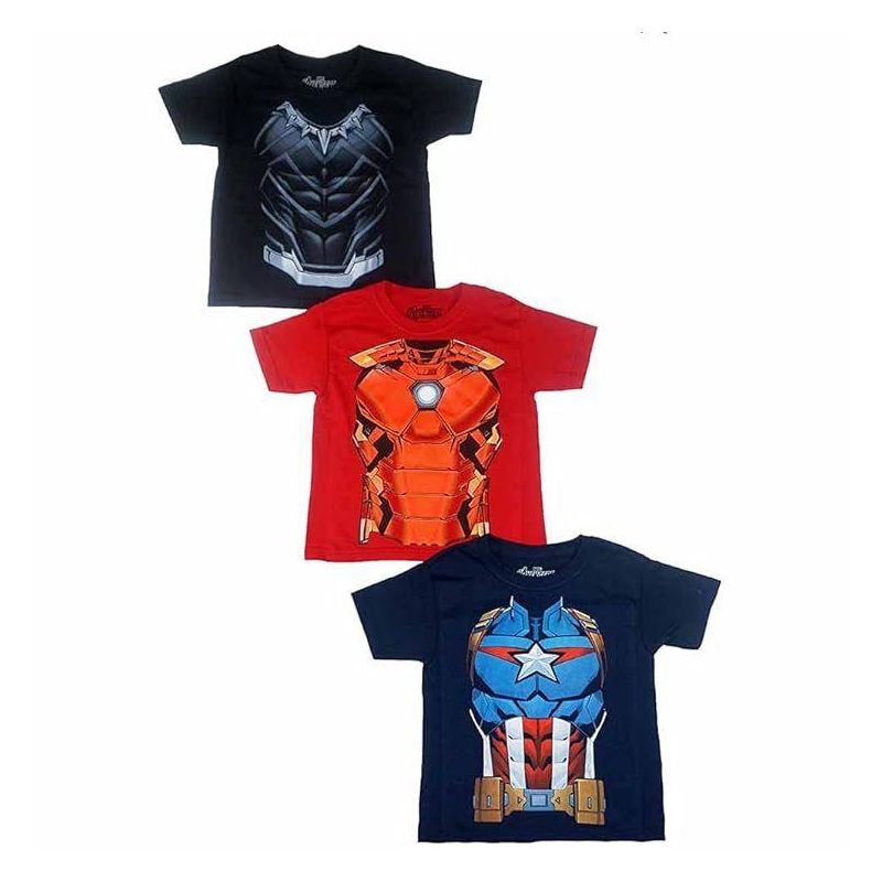 Marvel Little/Big Boy's 3 Pack Superhero Print T-Shirt Sets