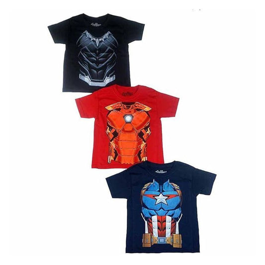 Marvel Little/Big Boy's 3 Pack Superhero Print T-Shirt Sets