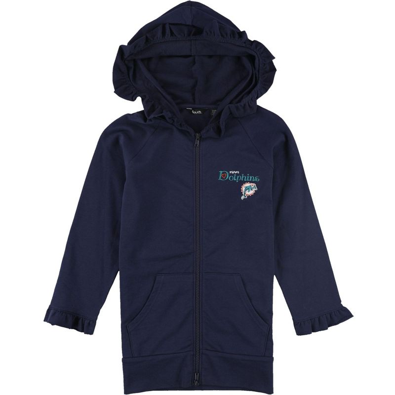 Touch by G-III Girls Miami Dolphins Ruffled Hoodie Sweatshirt