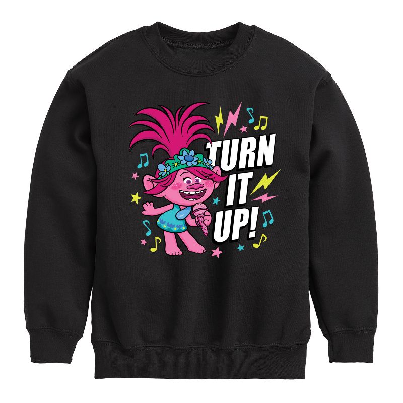 Boys' - Trolls - Turn It Up Poppy Graphic Long Sleeve Fleece Sweatshirt