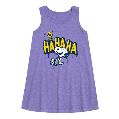 فستان ها ها جرافيتي بدون أكمام بتصميم خطي مزين برسومات الفول السوداني للبنات