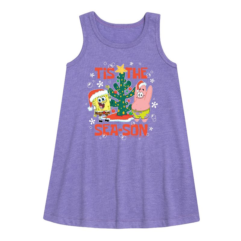 Girls' - SpongeBob SquarePants - Tis The Season Graphic Sleeveless Aline Dress