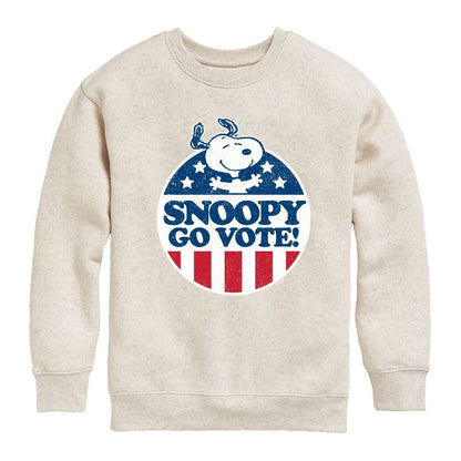Boys' - Peanuts - Snoopy Go Vote Graphic Long Sleeve Fleece Sweatshirt