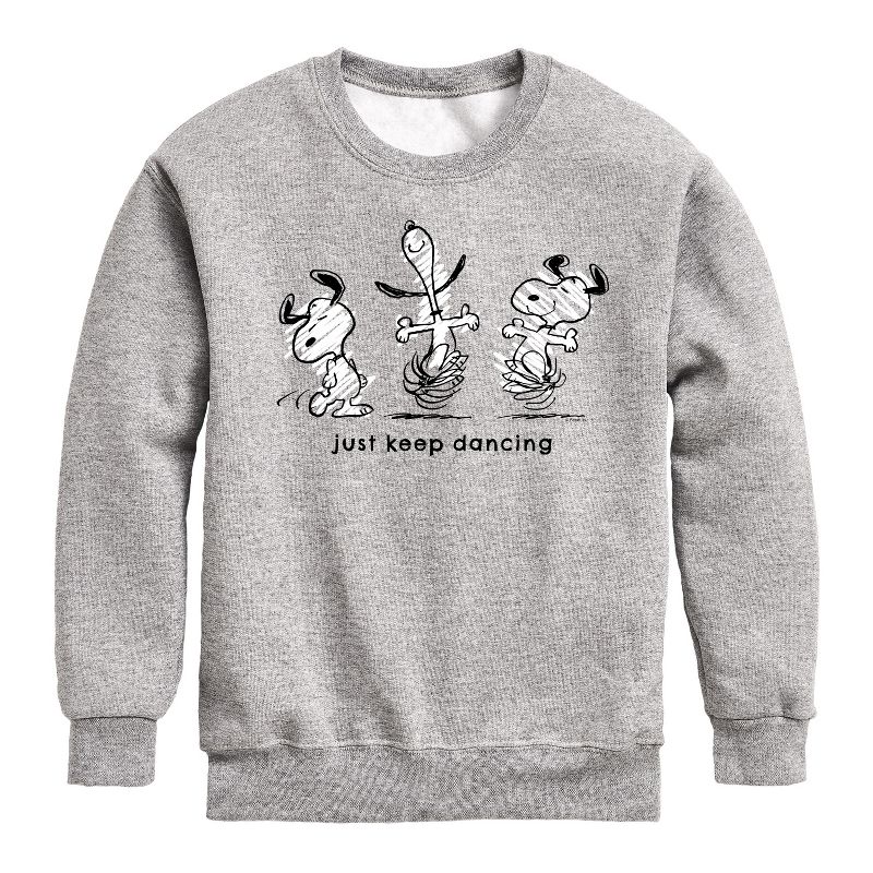Boys' - Peanuts - Snoopy Just Keep Dancing Graphic Long Sleeve Fleece Sweatshirt
