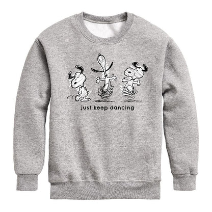 Boys' - Peanuts - Snoopy Just Keep Dancing Graphic Long Sleeve Fleece Sweatshirt