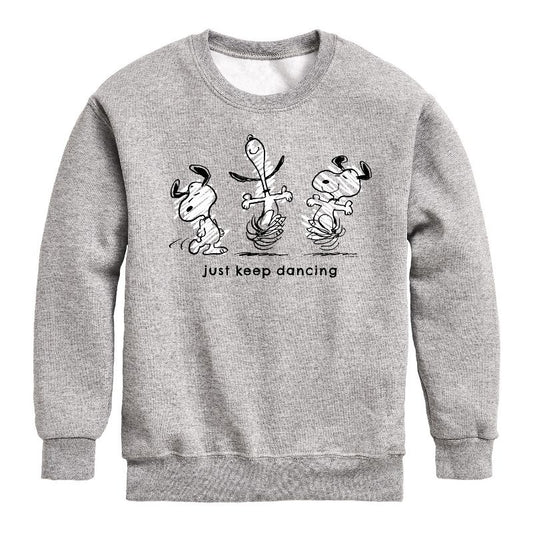 Boys' - Peanuts - Snoopy Just Keep Dancing Graphic Long Sleeve Fleece Sweatshirt