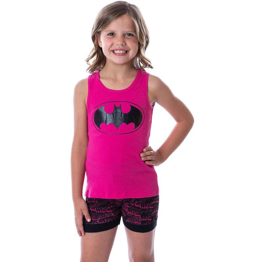 طقم بيجامة قصير من DC Comics Big Girls Batgirl Boom Whak Whoom Tank ملابس نوم باللون الفوشيا
