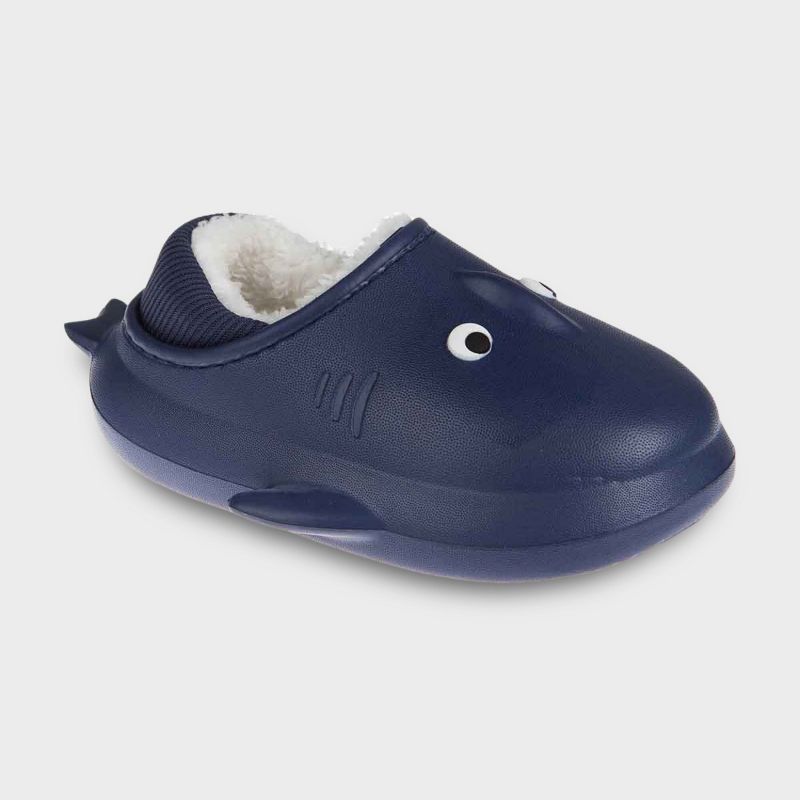 FOAMWALK Toddler Boy's Novelty Clogs with Faux Shearling and Fur Lining - Cute Shark and Dog Clogs for Toddler