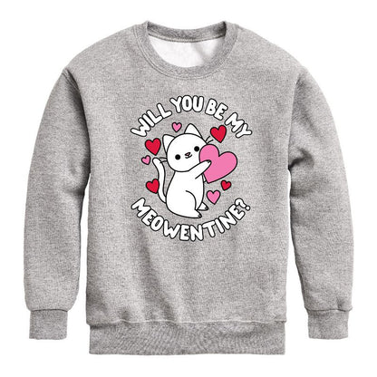 Boys' - Instant Message - Valentine's Day Be My Meowentine Graphic Long Sleeve Fleece Sweatshirt
