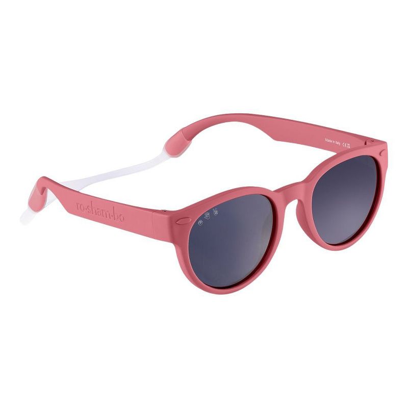 Roshambo Bend-in-Half Flexible Round Kids Sunglasses | Made in Italy | Polarized UV400 Lens | Carrying Sleeve, Silicone Strap & Ear Locks Included!
