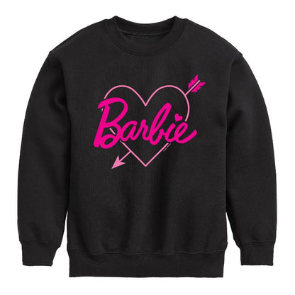 Boys' - Barbie - Barbie Arrow Heart Logo Graphic Long Sleeve Fleece Sweatshirt