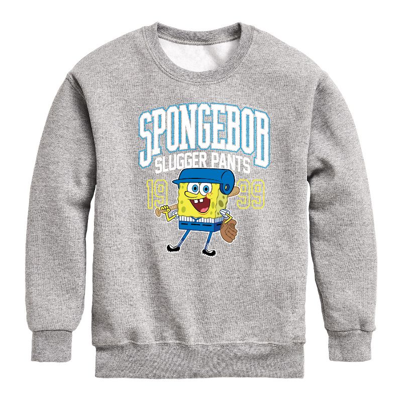 Boys' - SpongeBob SquarePants - Spongebob Slugger Pants Graphic Long Sleeve Fleece Sweatshirt