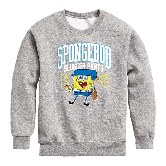 Boys' - SpongeBob SquarePants - Spongebob Slugger Pants Graphic Long Sleeve Fleece Sweatshirt
