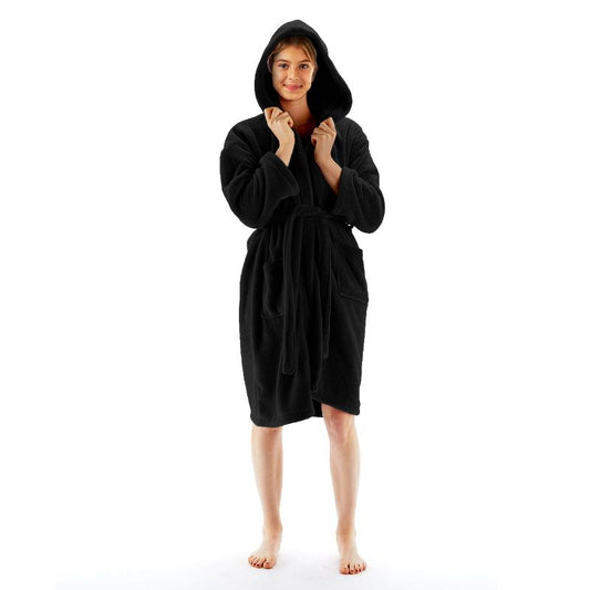 BC BARE COTTON Girls Hooded Robe Microfiber Plush Fleece Bathrobe