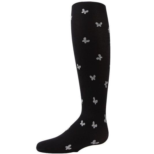 Memoi Girls' Glittering Butterfly Sheer Nylon Tights