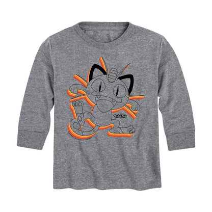 تي شيرت جرافيكي بأكمام طويلة بتصميم هابي ميوث ريترو للأولاد - بوكيمون