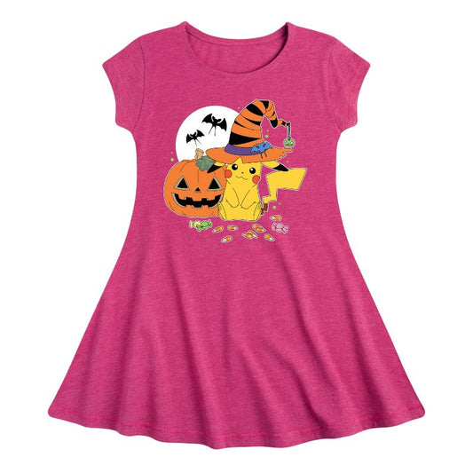 Girls' - Pokémon - Witch Pikachu With Candy Fit & Flair Cap Sleeve Dress