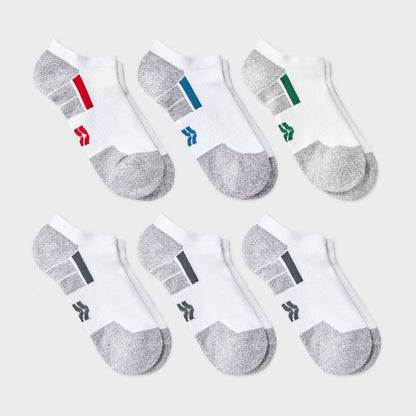 Kids' 6pk No Show Socks - All In Motion™ White