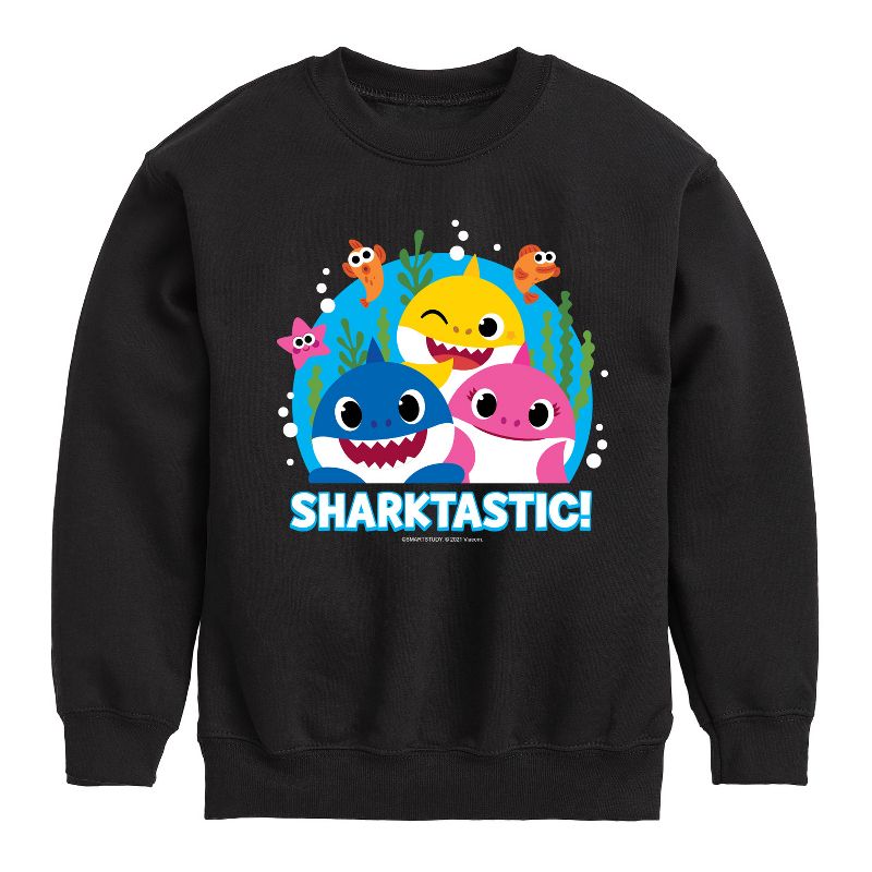 Boys' - Baby Shark - Sharktastic Graphic Long Sleeve Fleece Sweatshirt