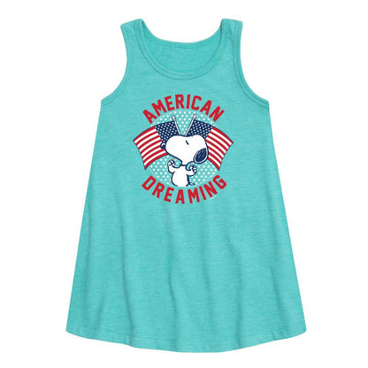 Girls' - Peanuts - American Dreaming Graphic Sleeveless Aline Dress