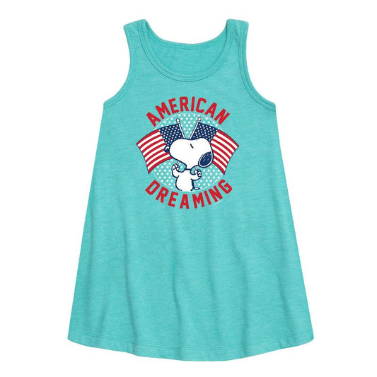 Girls' - Peanuts - American Dreaming Graphic Sleeveless Aline Dress