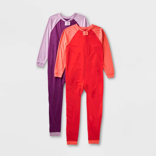 Kids' 2pk Adaptive Reversible Pajamas - Cat & Jack™ Coral Red/Lavender