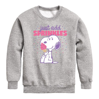 Boys' - Peanuts - Just Add Sprinkles Graphic Long Sleeve Fleece Sweatshirt