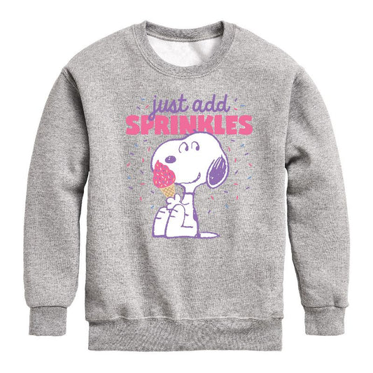 Boys' - Peanuts - Just Add Sprinkles Graphic Long Sleeve Fleece Sweatshirt