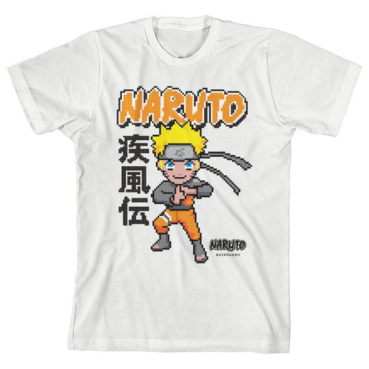 تي شيرت أبيض للشباب برسومات شخصية ناروتو شيبودن بيكسل