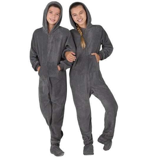 Footed Pajamas - Howling Moon Kids Hoodie Chenille One Piece