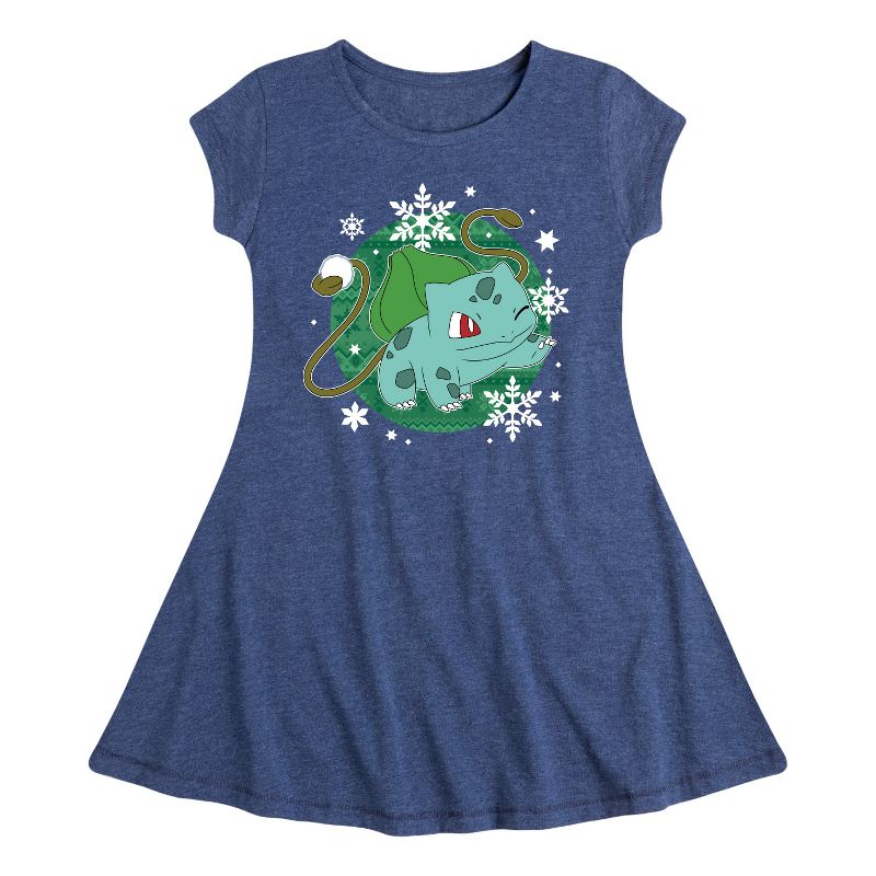 فستان بناتي - بوكيمون - بنقشة بولبا، مناسب وأنيق، بأكمام قصيرة