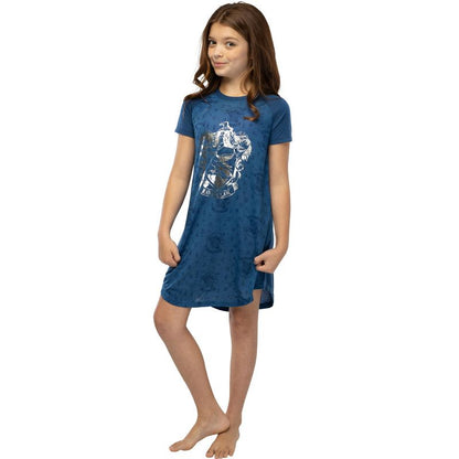 Harry Potter Girls Foil Print Hogwarts Raglan Nightgown