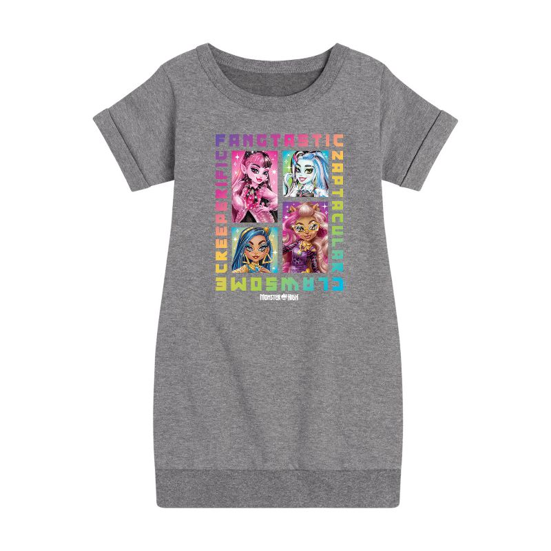 Girls' - Mattel - Clawsome, Fangtastic, Creeperific & Zapptacular Graphic Short Sleeve Fleece Dress