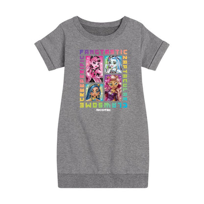 Girls' - Mattel - Clawsome, Fangtastic, Creeperific & Zapptacular Graphic Short Sleeve Fleece Dress
