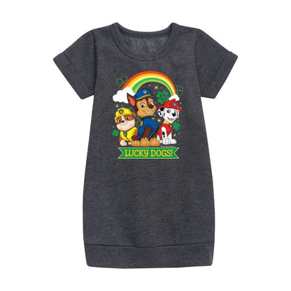 Girls' - Paw Patrol - Lucky Dogs Graphic Short Sleeve Fleece Dress