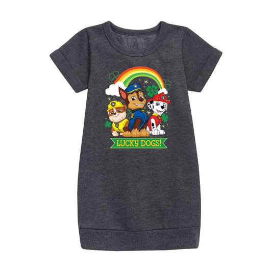 Girls' - Paw Patrol - Lucky Dogs Graphic Short Sleeve Fleece Dress