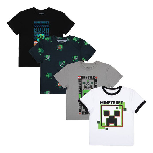 Minecraft 4-Pack Boy's Crew Neck Short Sleeve T-shirt Combo Set