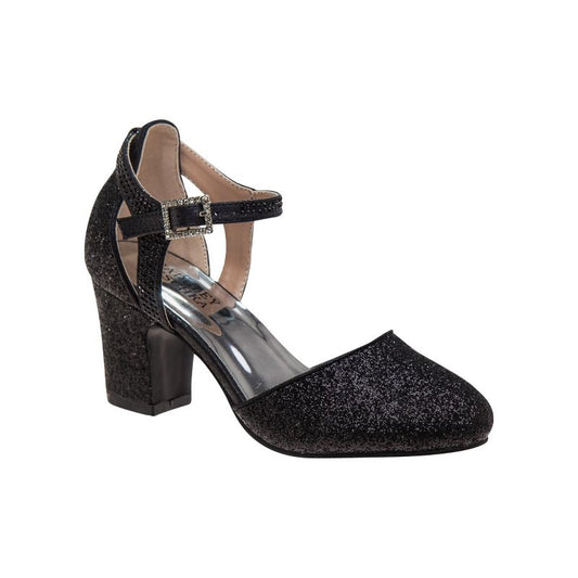 Badgley Mischka Toddler Girls Heel Dress Shoes with Bow Elegant Girls' Pumps, Low Heels, Flower Party, Wedding, Princess