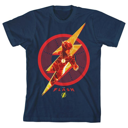 تي شيرت شبابي أزرق داكن بشعار فلاش تراب جرافيك